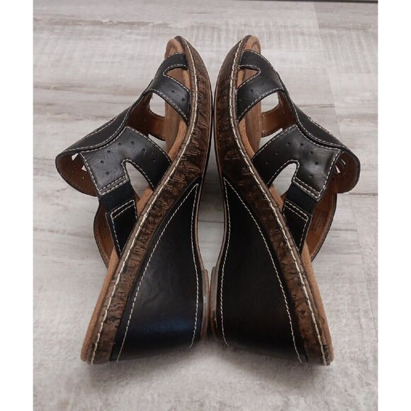 ✅Natural Soul By Naturalizer Slip-On Black Faux Leather Sandals Womens 9.5M Shoe - Picture 5 of 10